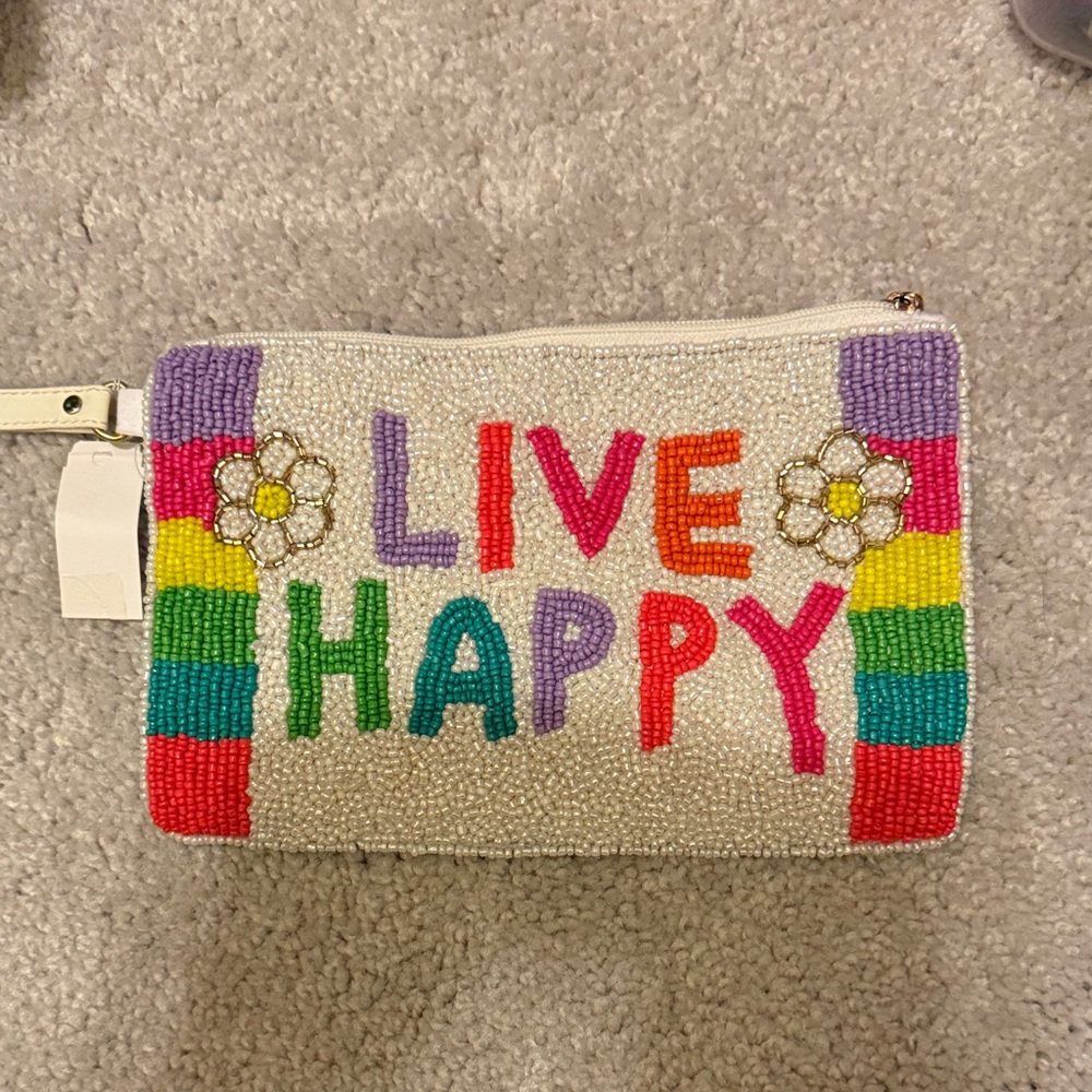 Colorful Beaded 'Live Happy' Kids’ Clutch